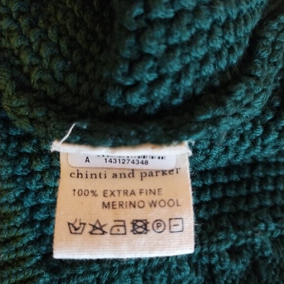 Chinti & Parker Merino Wool Aran Sweater Hunter Green Small St. Patrick's Day - Picture 3 of 5